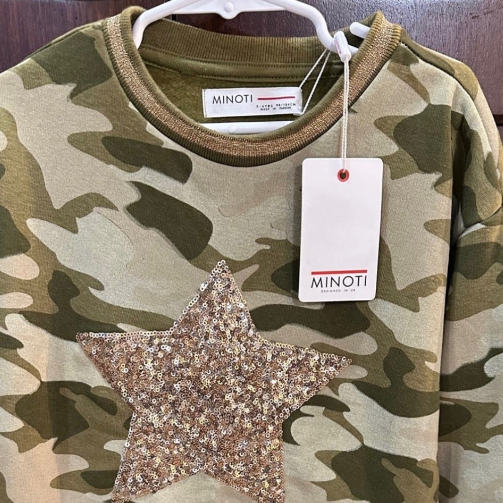 NWT Minoti Girls 3-4Y Camouflaged Sweatshirt  Dress